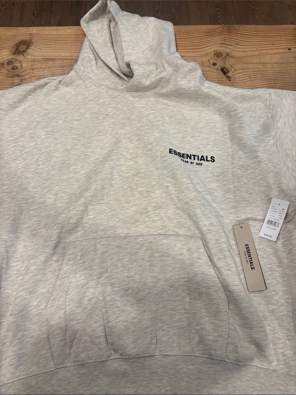 ESSENTIALS Men’s Light Gray Pullover Hoodie Large NWT